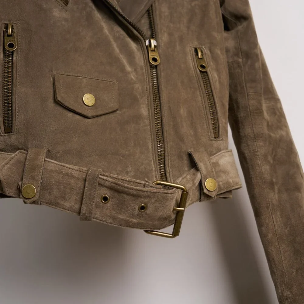 Vintage Vigoss Genuine Suede Leather Moto Jacket - Picture 4 of 7
